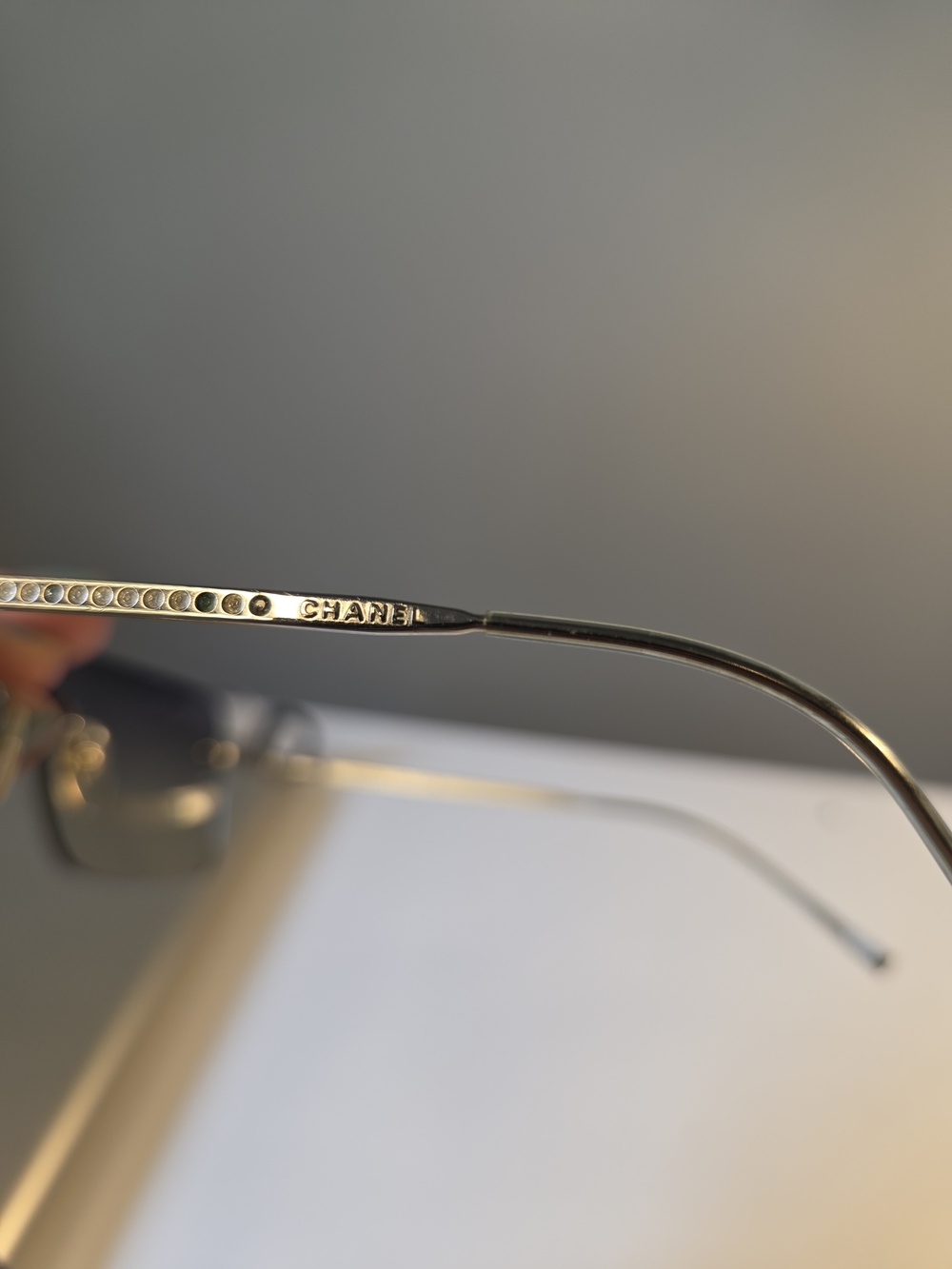 CHANEL Rimless Sunglasses Silver with Blue Gradient Lenses - Picture 8 of 14